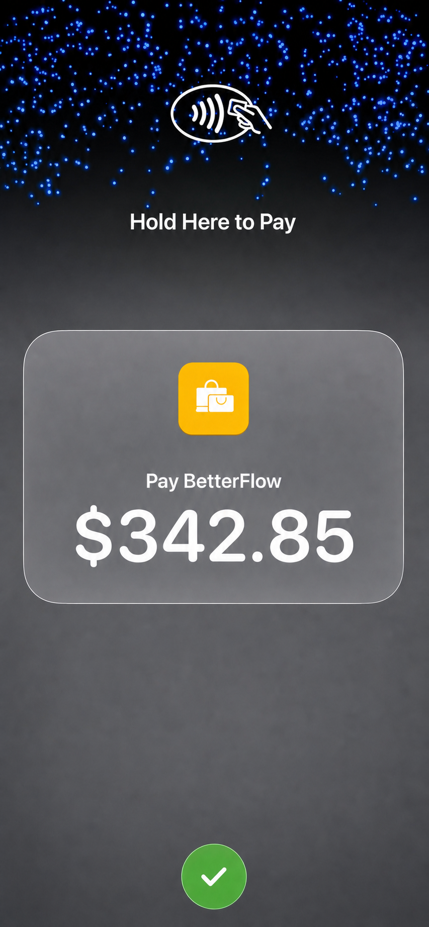 BetterFlow Tap to Pay screen ready to accept a contactless payment