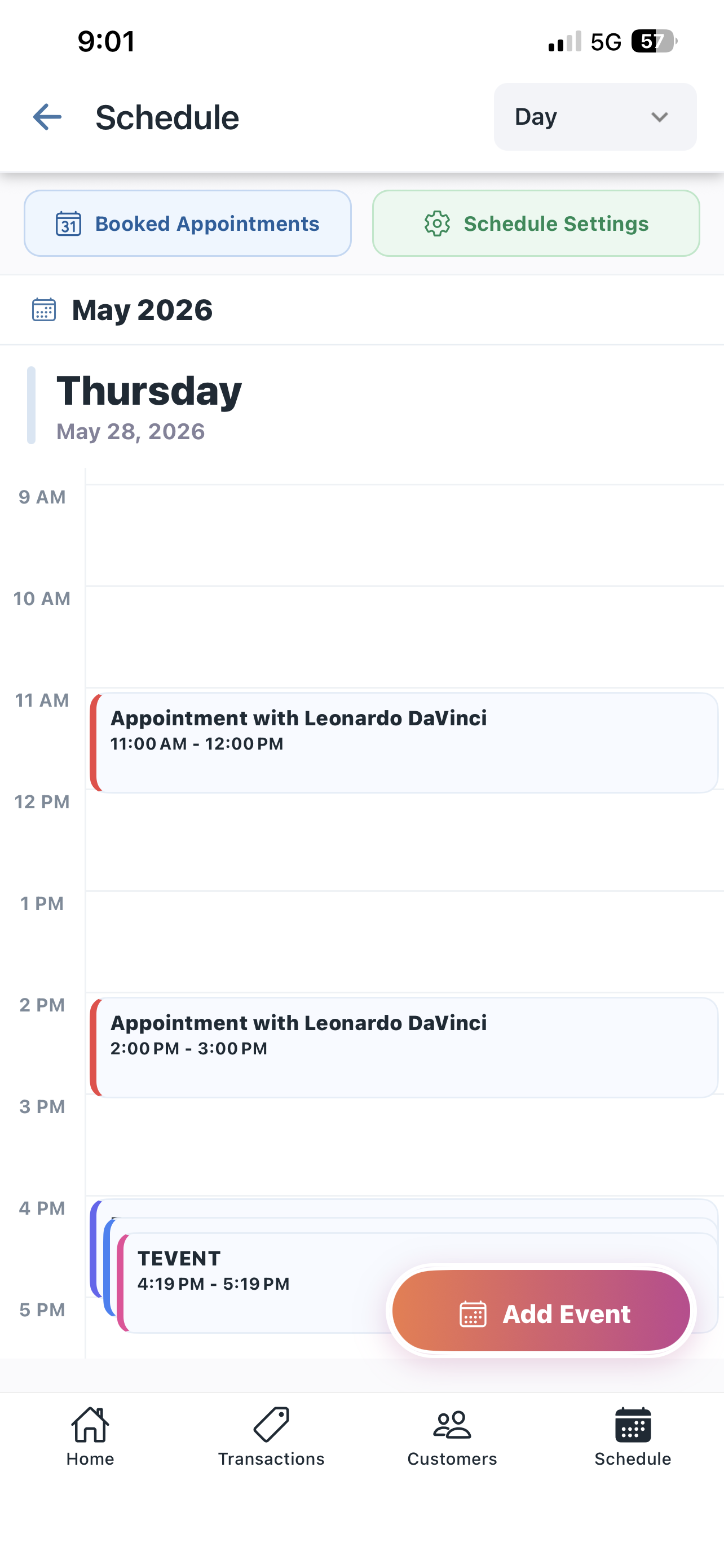 BetterFlow schedule day view